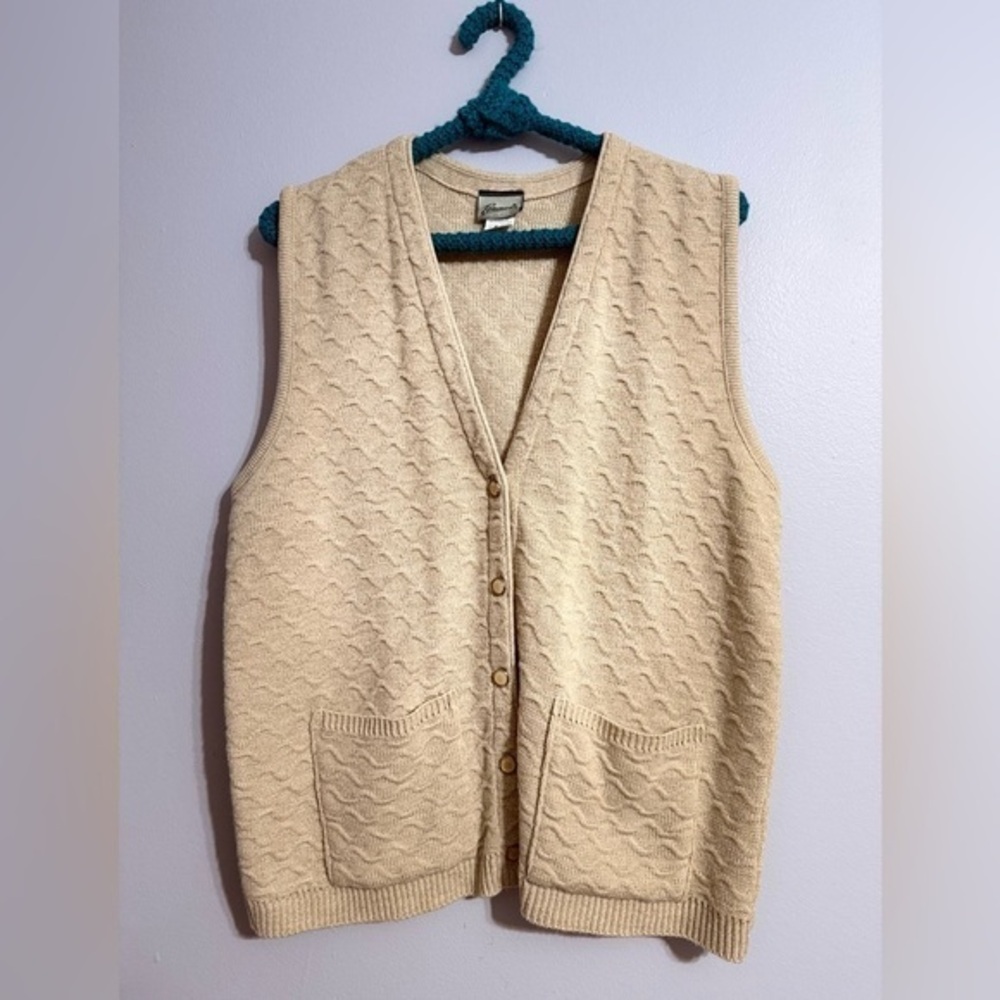 Vintage Canadian Knit Beige buttoned Sweater Vest